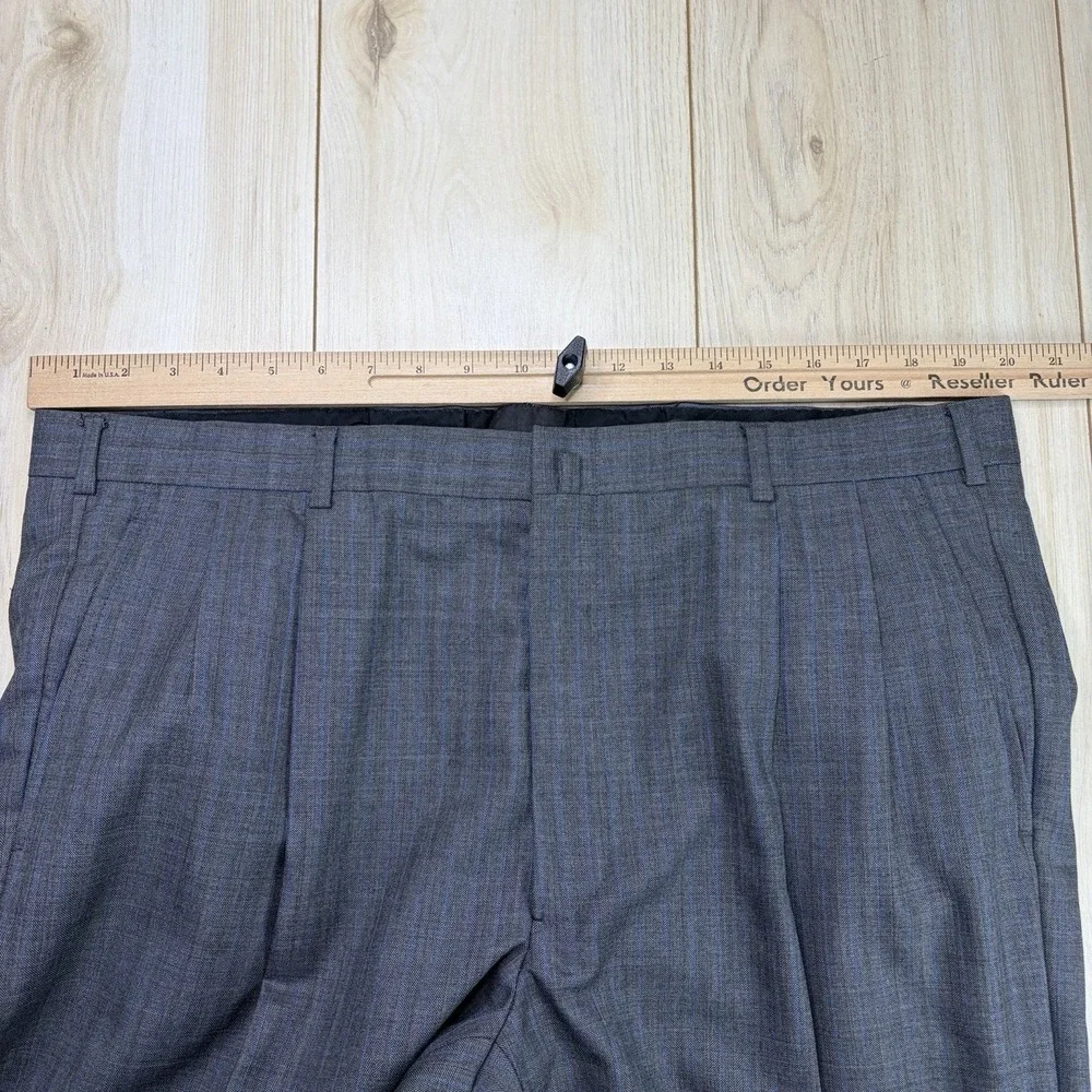 Brooks Brothers Golden Fleece Herringbone Pinstripe Gray Suit Mens 43R 40x28